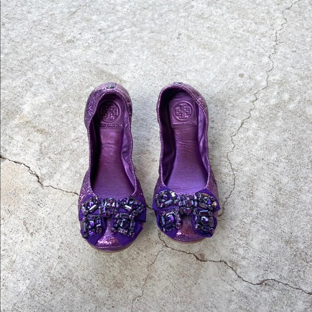 Tory Burch Purple Crystal Flats